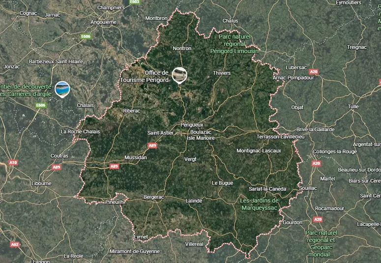 Carte de la zone d’intervention SAPA dordogne