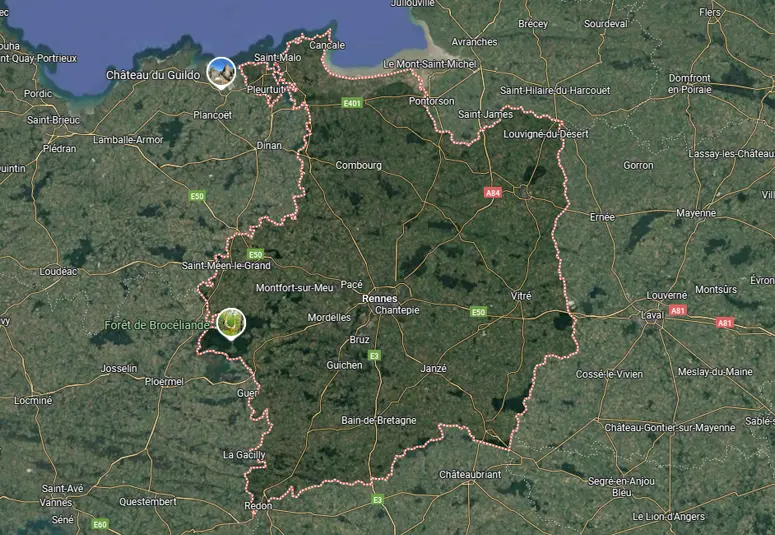 Carte de la zone d’intervention SAPA Rennes