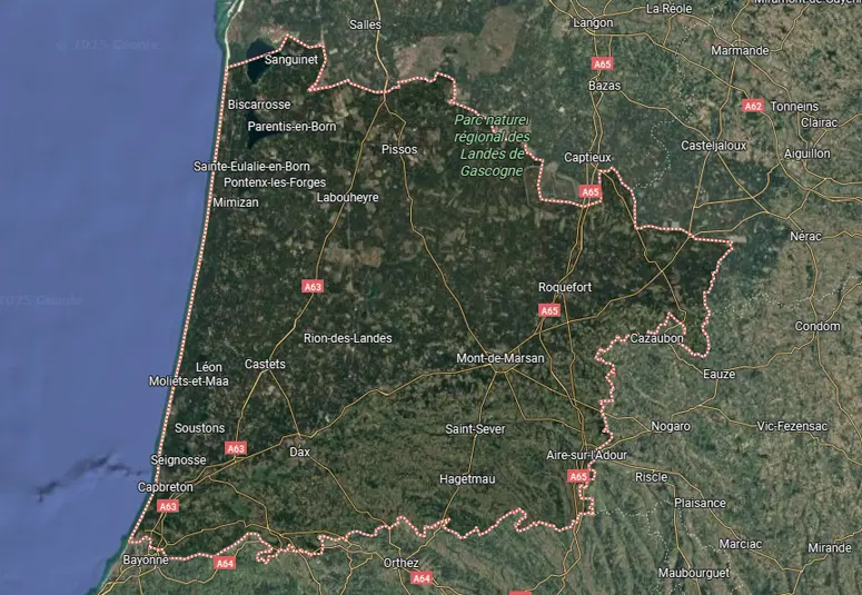 Carte de la zone d’intervention SAPA Landes