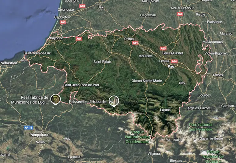 Carte de la zone d’intervention SAPA Pyrénées-Atlantiques