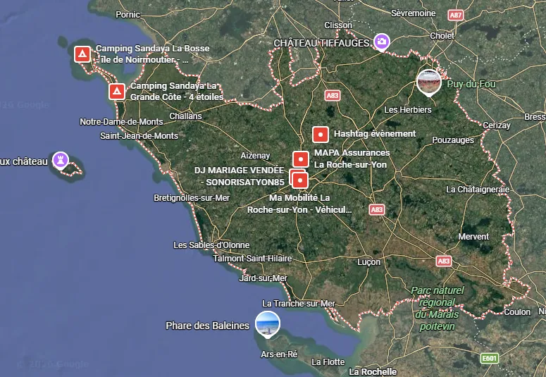Carte de la zone d’intervention SAPA Vendée
