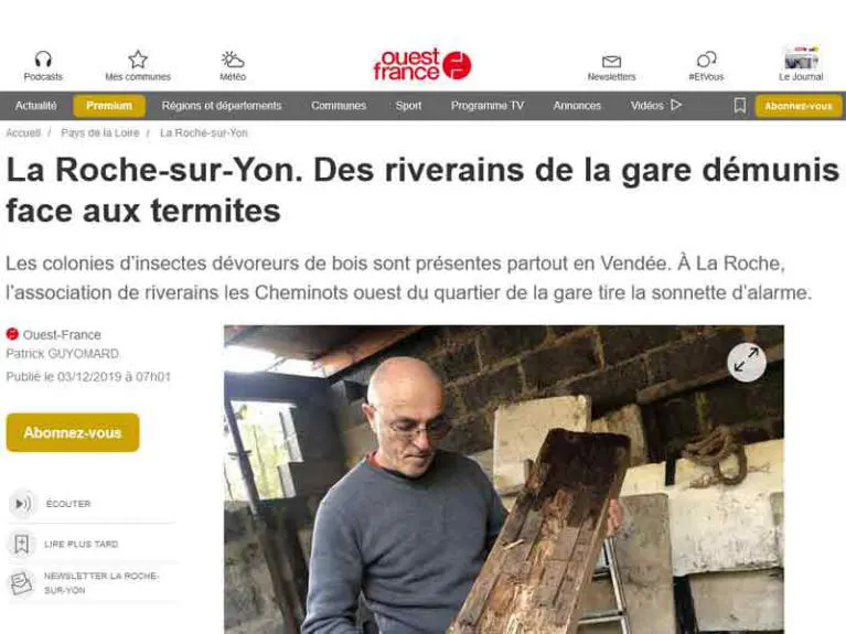 La Roche-sur-Yon. Des riverains de la gare démunis face aux termites article OUEST FRANCE